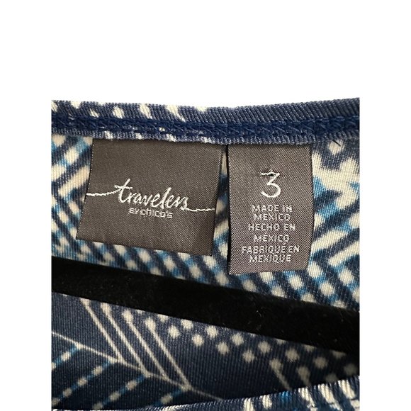 Travelers by Chico’s size 3(XL) blue print asymmetrical neckline and hem top - Picture 3 of 7